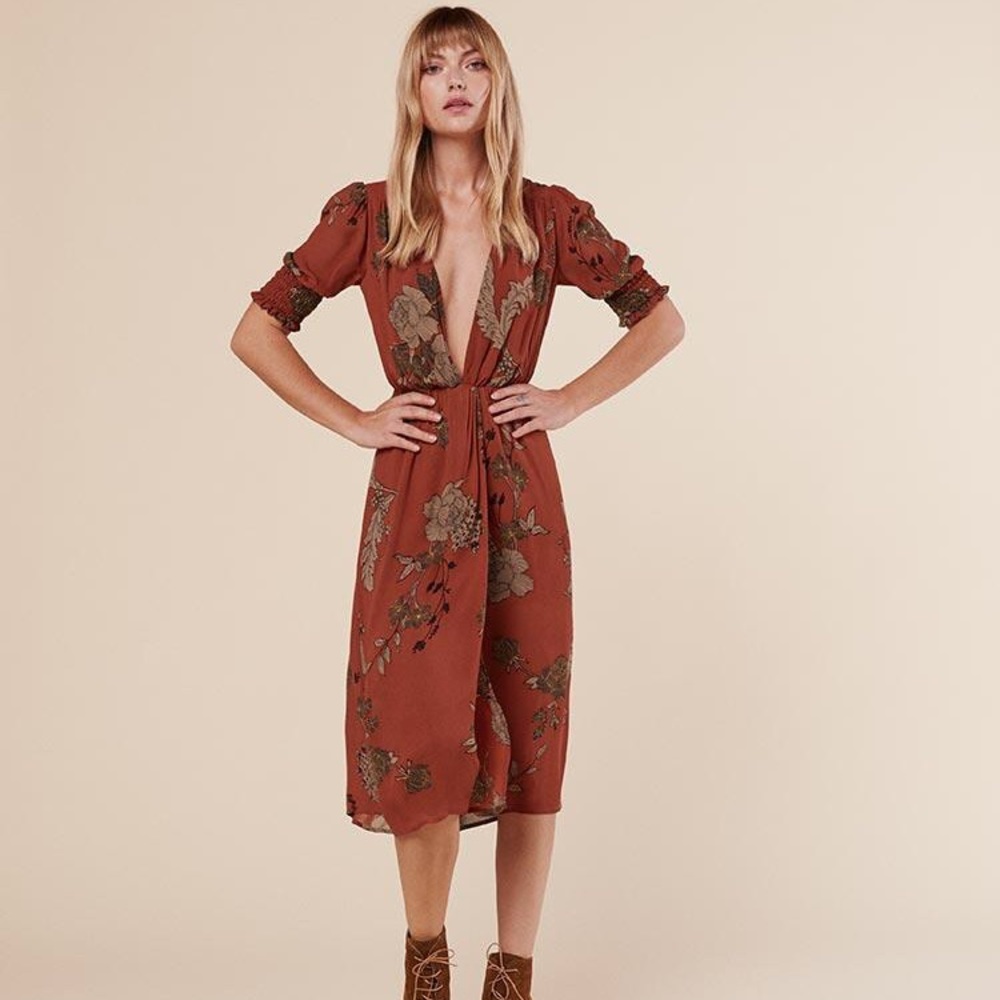 Reformation Brittain Dress in Mandarin